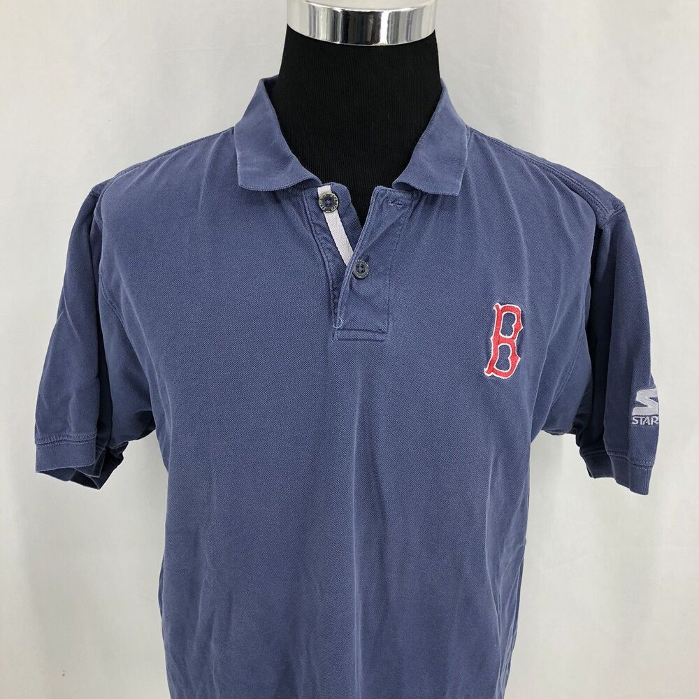 Starter Genuine Merchandise MLB Apparel Polo Shirt Boston Red Sox Large OOO12